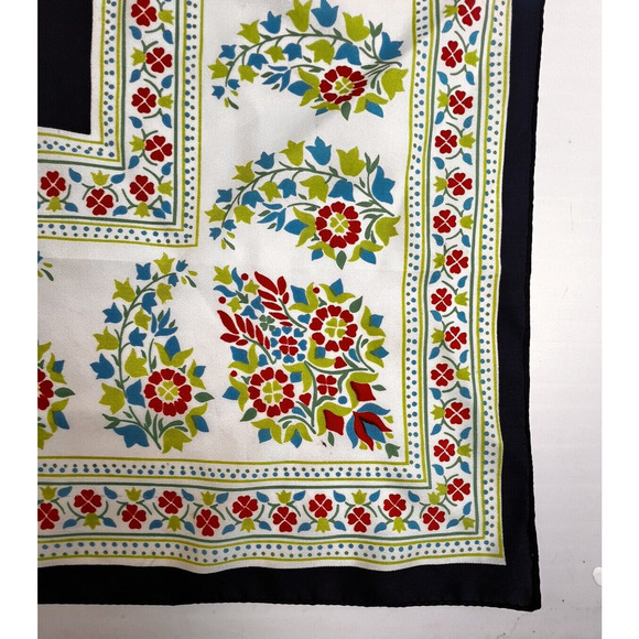 Floral Blue 27" Square Scarf Boho Cottagecore Neck Head Vintage Fashion Paisley - Picture 4 of 4